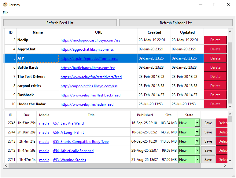 Jerssey the GUI Podcast tracker