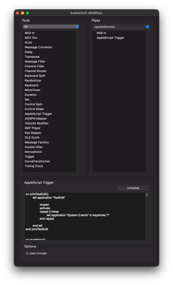 screenshot of MidiPipe